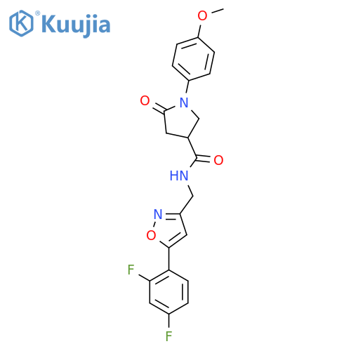 N-{5-(2,4-difluorophenyl)-1,2-oxazol-3-ylmethyl}-1-(4-methoxyphenyl)-5-oxopyrrolidine-3-carboxamide structure