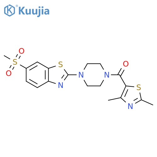 2-[4-(2,4-dimethyl-1,3-thiazole-5-carbonyl)piperazin-1-yl]-6-methanesulfonyl-1,3-benzothiazole structure
