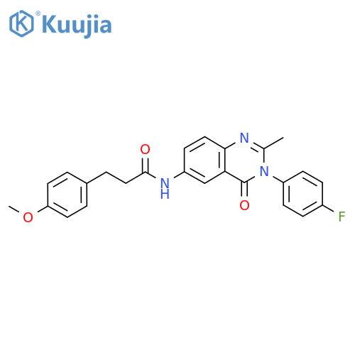 N-3-(4-fluorophenyl)-2-methyl-4-oxo-3,4-dihydroquinazolin-6-yl-3-(4-methoxyphenyl)propanamide structure
