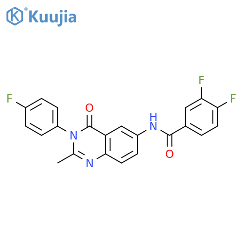 3,4-difluoro-N-[3-(4-fluorophenyl)-2-methyl-4-oxo-3,4-dihydroquinazolin-6-yl]benzamide structure
