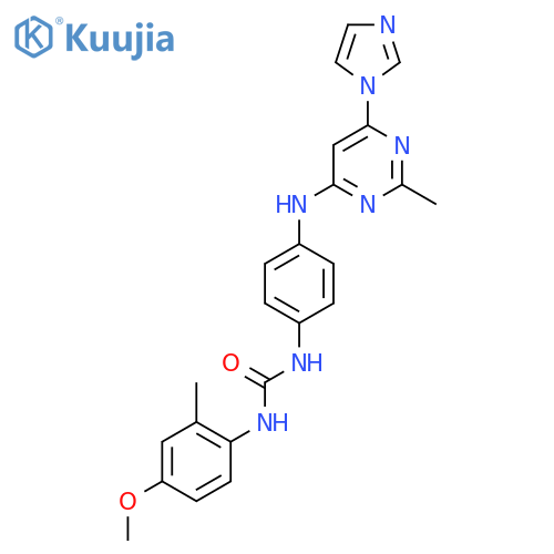 1-(4-{6-(1H-imidazol-1-yl)-2-methylpyrimidin-4-ylamino}phenyl)-3-(4-methoxy-2-methylphenyl)urea structure
