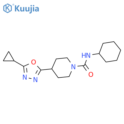N-cyclohexyl-4-(5-cyclopropyl-1,3,4-oxadiazol-2-yl)piperidine-1-carboxamide structure
