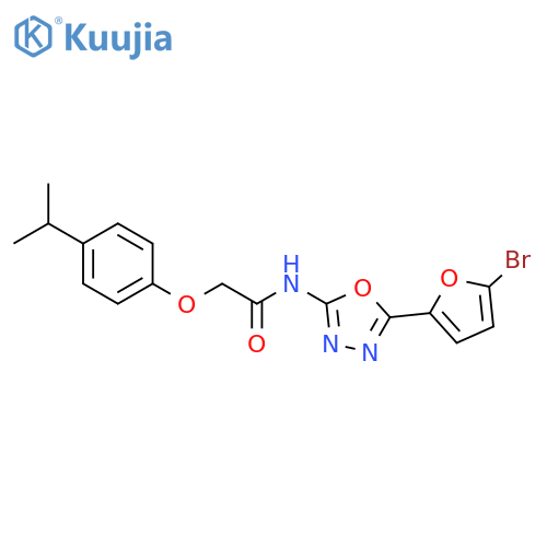 N-5-(5-bromofuran-2-yl)-1,3,4-oxadiazol-2-yl-2-4-(propan-2-yl)phenoxyacetamide structure