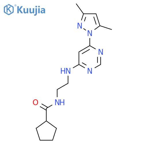 N-(2-{6-(3,5-dimethyl-1H-pyrazol-1-yl)pyrimidin-4-ylamino}ethyl)cyclopentanecarboxamide structure