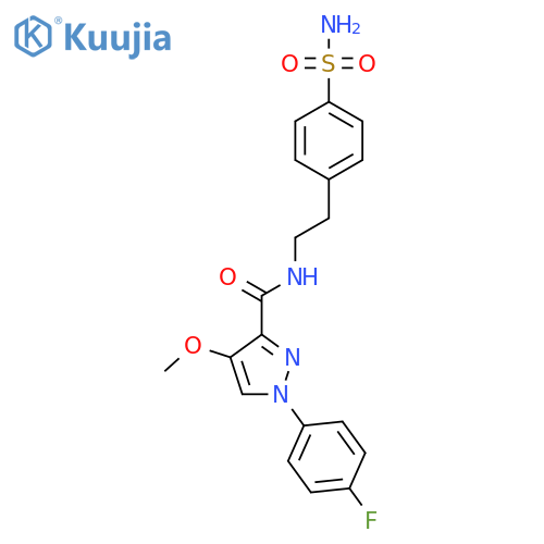 1-(4-fluorophenyl)-4-methoxy-N-2-(4-sulfamoylphenyl)ethyl-1H-pyrazole-3-carboxamide structure