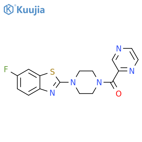 6-fluoro-2-[4-(pyrazine-2-carbonyl)piperazin-1-yl]-1,3-benzothiazole structure