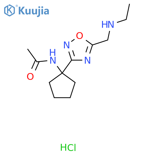 N-[1-[5-(ethylaminomethyl)-1,2,4-oxadiazol-3-yl]cyclopentyl]acetamide;hydrochloride structure
