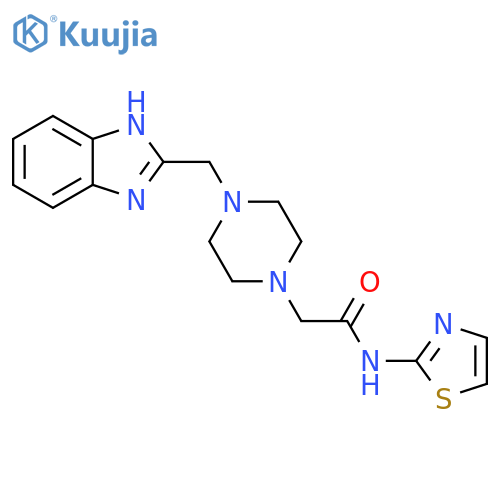 2-{4-[(1H-1,3-benzodiazol-2-yl)methyl]piperazin-1-yl}-N-(1,3-thiazol-2-yl)acetamide structure
