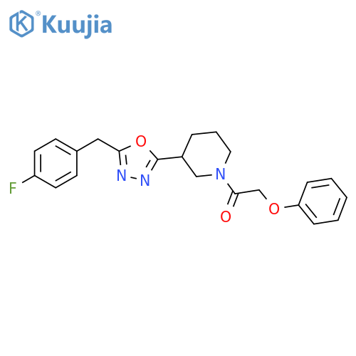 1-(3-{5-[(4-fluorophenyl)methyl]-1,3,4-oxadiazol-2-yl}piperidin-1-yl)-2-phenoxyethan-1-one structure