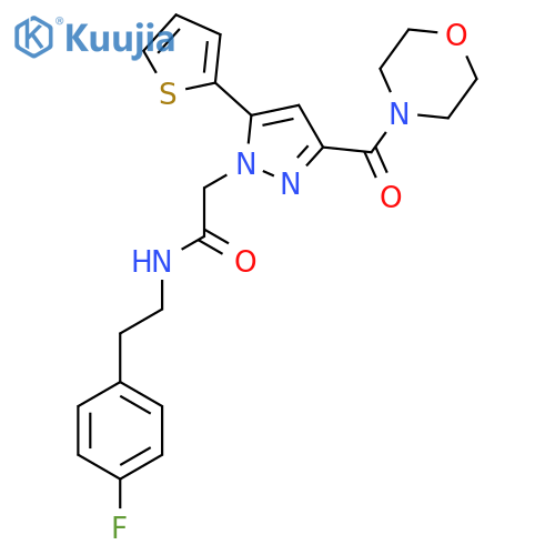 N-2-(4-fluorophenyl)ethyl-2-3-(morpholine-4-carbonyl)-5-(thiophen-2-yl)-1H-pyrazol-1-ylacetamide structure