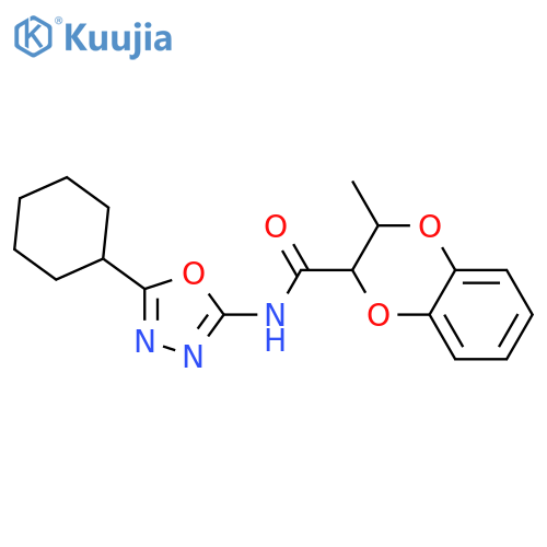 N-(5-cyclohexyl-1,3,4-oxadiazol-2-yl)-3-methyl-2,3-dihydro-1,4-benzodioxine-2-carboxamide structure