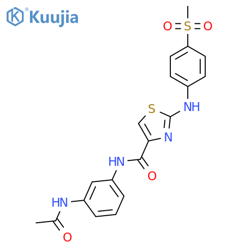 N-(3-acetamidophenyl)-2-(4-methanesulfonylphenyl)amino-1,3-thiazole-4-carboxamide structure