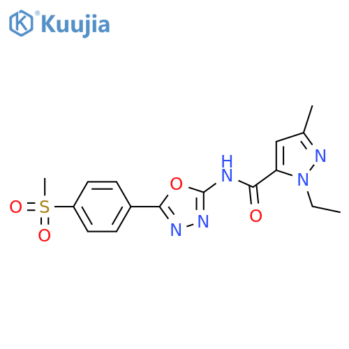 1-ethyl-N-[5-(4-methanesulfonylphenyl)-1,3,4-oxadiazol-2-yl]-3-methyl-1H-pyrazole-5-carboxamide structure