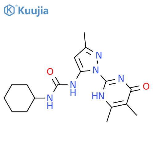 1-cyclohexyl-3-1-(4,5-dimethyl-6-oxo-1,6-dihydropyrimidin-2-yl)-3-methyl-1H-pyrazol-5-ylurea structure