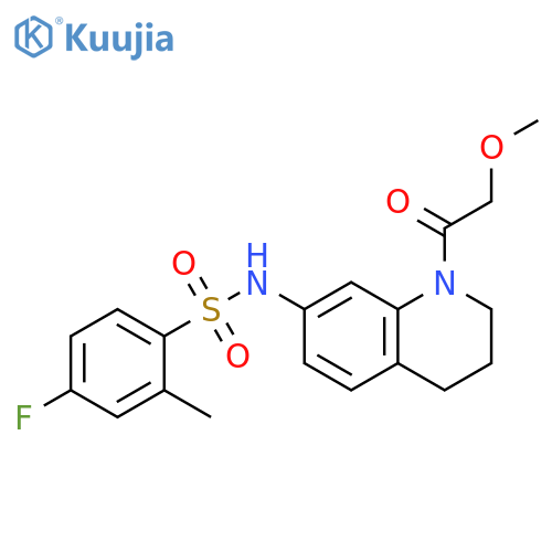 4-fluoro-N-[1-(2-methoxyacetyl)-1,2,3,4-tetrahydroquinolin-7-yl]-2-methylbenzene-1-sulfonamide structure
