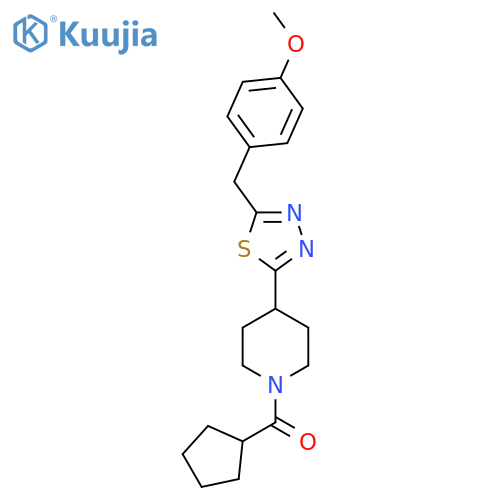 1-cyclopentanecarbonyl-4-{5-(4-methoxyphenyl)methyl-1,3,4-thiadiazol-2-yl}piperidine structure