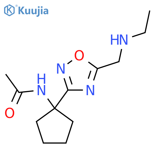 N-[1-[5-(ethylaminomethyl)-1,2,4-oxadiazol-3-yl]cyclopentyl]acetamide structure