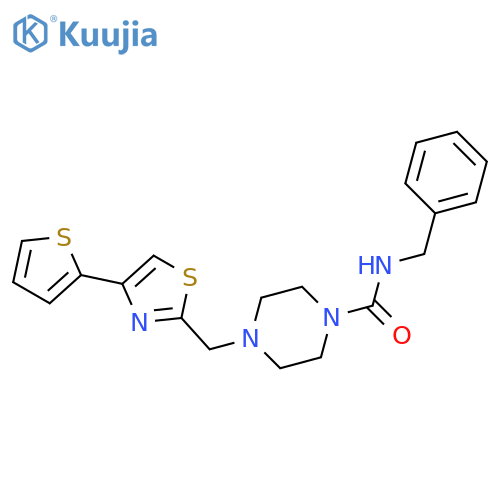 N-benzyl-4-{[4-(thiophen-2-yl)-1,3-thiazol-2-yl]methyl}piperazine-1-carboxamide structure