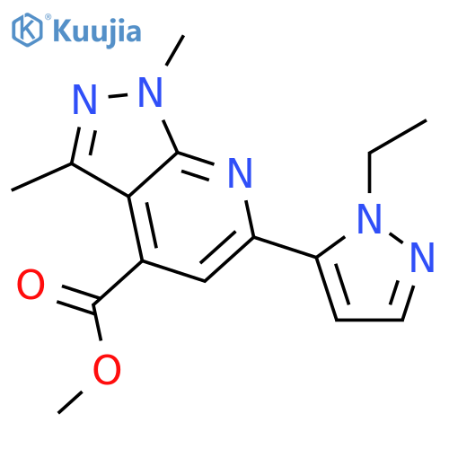 methyl 6-(1-ethyl-1H-pyrazol-5-yl)-1,3-dimethyl-1H-pyrazolo[3,4-b]pyridine- 4-carboxylate structure