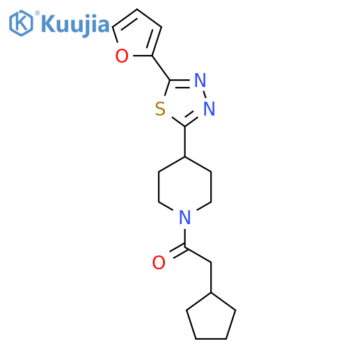 2-cyclopentyl-1-{4-5-(furan-2-yl)-1,3,4-thiadiazol-2-ylpiperidin-1-yl}ethan-1-one structure