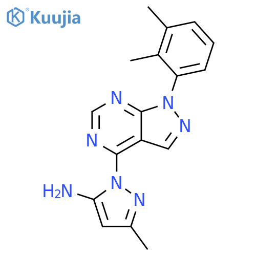 1-1-(2,3-dimethylphenyl)-1H-pyrazolo3,4-dpyrimidin-4-yl-3-methyl-1H-pyrazol-5-amine structure