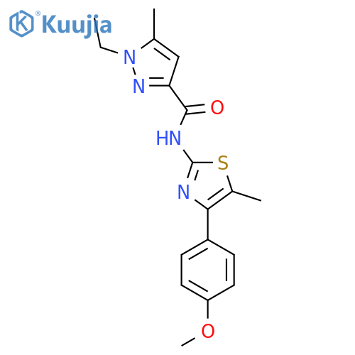 1-ethyl-N-4-(4-methoxyphenyl)-5-methyl-1,3-thiazol-2-yl-5-methyl-1H-pyrazole-3-carboxamide structure