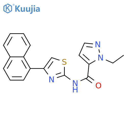 1-ethyl-N-[4-(naphthalen-1-yl)-1,3-thiazol-2-yl]-1H-pyrazole-5-carboxamide structure