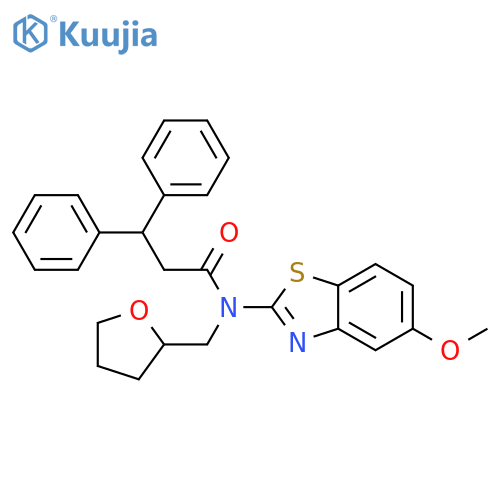 N-(5-methoxy-1,3-benzothiazol-2-yl)-N-[(oxolan-2-yl)methyl]-3,3-diphenylpropanamide structure