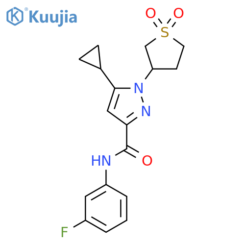 5-cyclopropyl-1-(1,1-dioxo-1lambda6-thiolan-3-yl)-N-(3-fluorophenyl)-1H-pyrazole-3-carboxamide structure