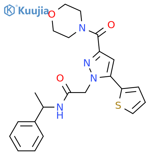 2-3-(morpholine-4-carbonyl)-5-(thiophen-2-yl)-1H-pyrazol-1-yl-N-(1-phenylethyl)acetamide structure