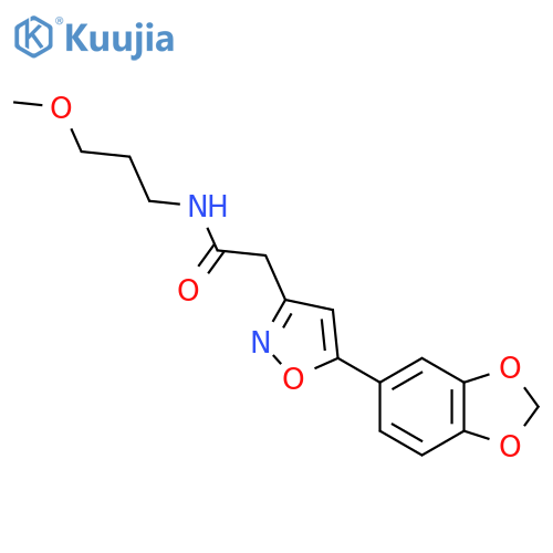 2-5-(2H-1,3-benzodioxol-5-yl)-1,2-oxazol-3-yl-N-(3-methoxypropyl)acetamide structure