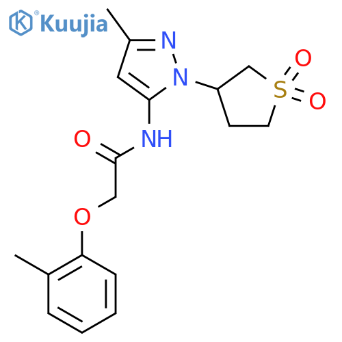 N-1-(1,1-dioxo-1lambda6-thiolan-3-yl)-3-methyl-1H-pyrazol-5-yl-2-(2-methylphenoxy)acetamide structure