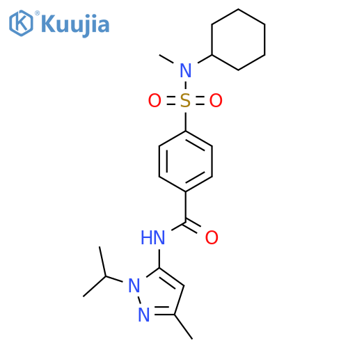 4-cyclohexyl(methyl)sulfamoyl-N-3-methyl-1-(propan-2-yl)-1H-pyrazol-5-ylbenzamide structure