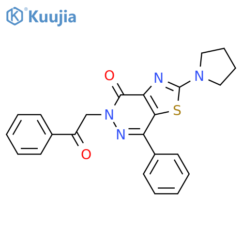 5-(2-oxo-2-phenylethyl)-7-phenyl-2-(pyrrolidin-1-yl)-4H,5H-[1,3]thiazolo[4,5-d]pyridazin-4-one structure