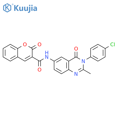 N-3-(4-chlorophenyl)-2-methyl-4-oxo-3,4-dihydroquinazolin-6-yl-2-oxo-2H-chromene-3-carboxamide structure