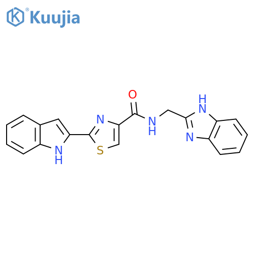 N-(1H-1,3-benzodiazol-2-yl)methyl-2-(1H-indol-2-yl)-1,3-thiazole-4-carboxamide structure