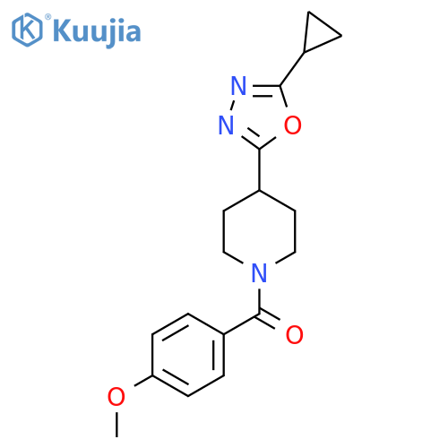 4-(5-cyclopropyl-1,3,4-oxadiazol-2-yl)-1-(4-methoxybenzoyl)piperidine structure