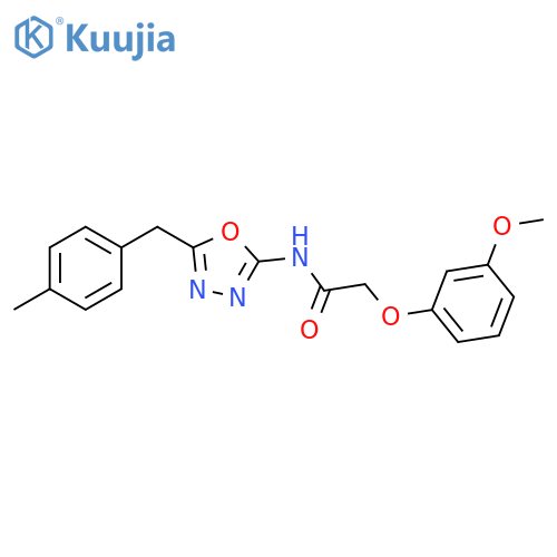 2-(3-methoxyphenoxy)-N-{5-(4-methylphenyl)methyl-1,3,4-oxadiazol-2-yl}acetamide structure