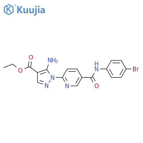 ethyl 5-amino-1-{5-[(4-bromophenyl)carbamoyl]pyridin-2-yl}-1H-pyrazole-4-carboxylate structure