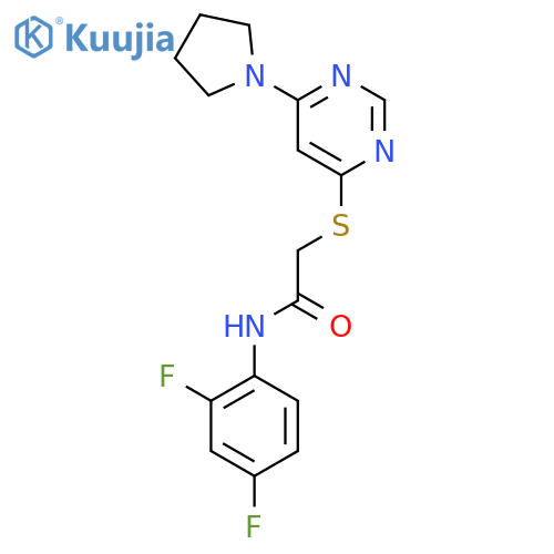 N-(2,4-difluorophenyl)-2-{6-(pyrrolidin-1-yl)pyrimidin-4-ylsulfanyl}acetamide structure