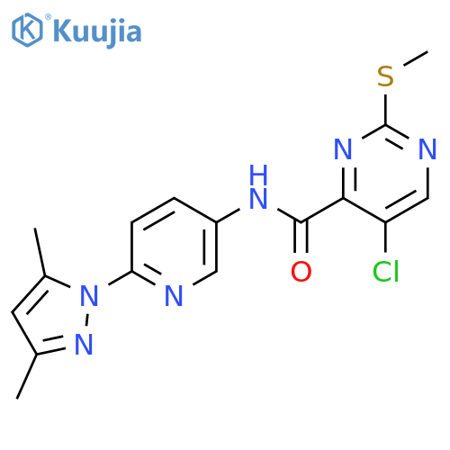 5-chloro-N-[6-(3,5-dimethyl-1H-pyrazol-1-yl)pyridin-3-yl]-2-(methylsulfanyl)pyrimidine-4-carboxamide structure