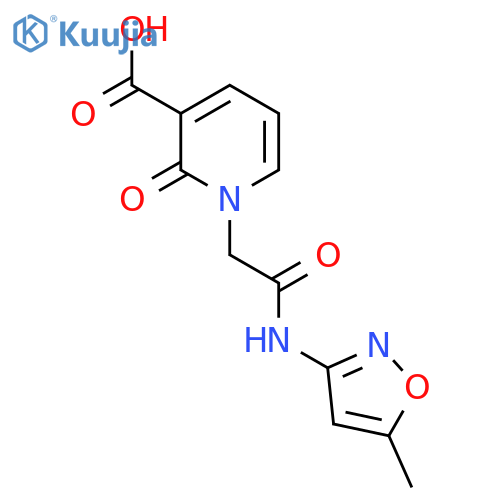 1-[(5-Methyl-isoxazol-3-ylcarbamoyl)-methyl]-2-oxo-1,2-dihydro-pyridine-3-carboxylic acid structure