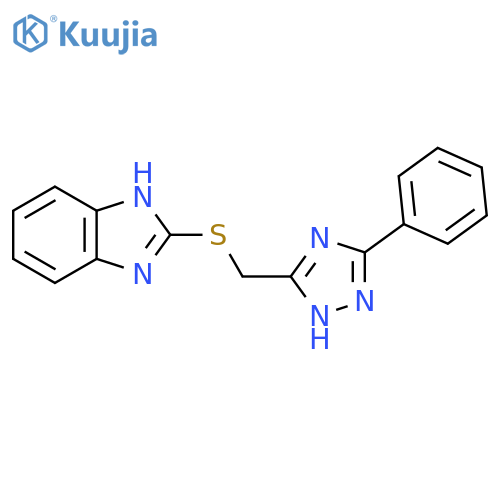 2-(5-Phenyl-1H-[1,2,4]triazol-3-ylmethylsulfanyl)-1H-benzoimidazole structure