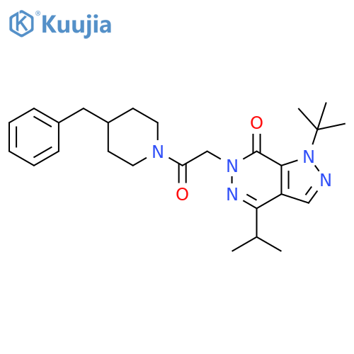 6-2-(4-benzylpiperidin-1-yl)-2-oxoethyl-1-tert-butyl-4-(propan-2-yl)-1H,6H,7H-pyrazolo3,4-dpyridazin-7-one structure