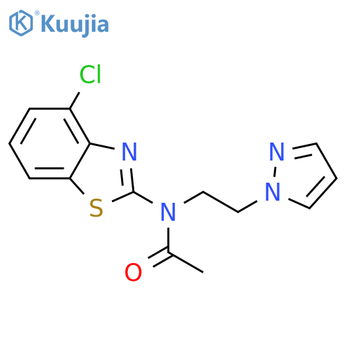 N-(4-chloro-1,3-benzothiazol-2-yl)-N-2-(1H-pyrazol-1-yl)ethylacetamide structure