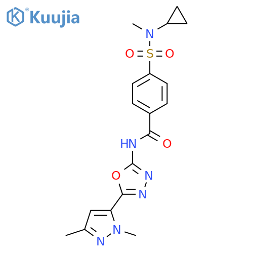 4-cyclopropyl(methyl)sulfamoyl-N-5-(1,3-dimethyl-1H-pyrazol-5-yl)-1,3,4-oxadiazol-2-ylbenzamide structure