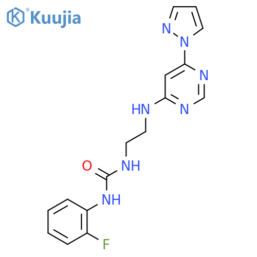 1-(2-fluorophenyl)-3-(2-{6-(1H-pyrazol-1-yl)pyrimidin-4-ylamino}ethyl)urea structure