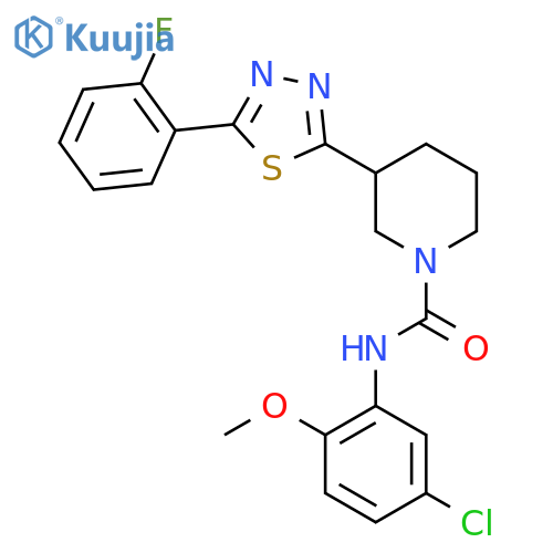 N-(5-chloro-2-methoxyphenyl)-3-5-(2-fluorophenyl)-1,3,4-thiadiazol-2-ylpiperidine-1-carboxamide structure