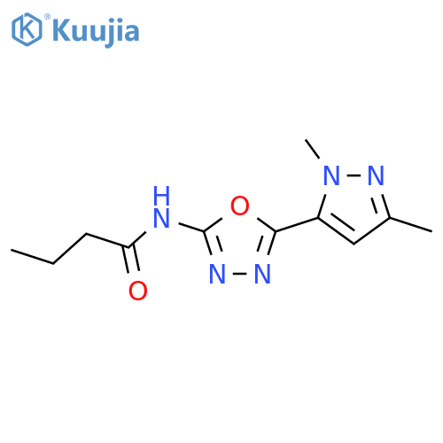 N-5-(1,3-dimethyl-1H-pyrazol-5-yl)-1,3,4-oxadiazol-2-ylbutanamide structure