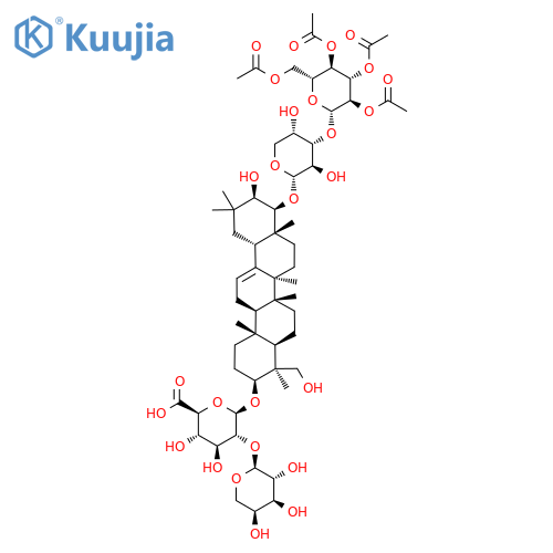 β-D-Glucopyranosiduronic acid, (3β,4β,21β,22β)-21,23-dihydroxy-22-[[3-O-(2,3,4,6-tetra-O-acetyl-β-D-glucopyranosyl)-α-L-arabinopyranosyl]oxy]olean-12-en-3-yl 2-O-α-L-arabinopyranosyl- structure
